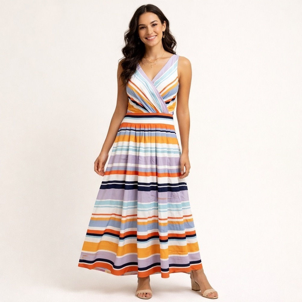 Lands' End Purple and Orange Sleeveless Sundress/size S